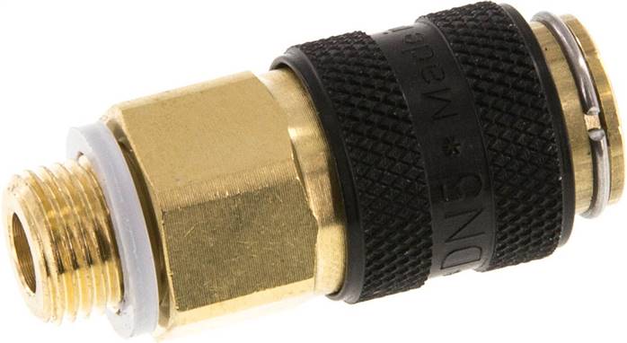 Schnellkupplung (NW5) G 1/8"(AG), Messing, für Stecker beidseitig absperrend, schwarz