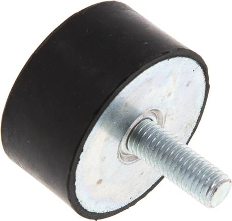 Gummi-Metall-Puffer einseitig mit Gewindestift M 8 x 23, D= 40 - H= 20 mm