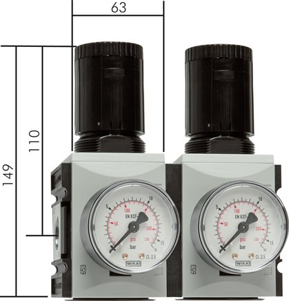 FUTURA Druckregler, G 3/8", 0,1 - 1bar, BG 2, mit durchgehender Druckversorgung