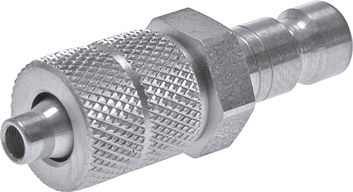 Kupplungsstecker (NW2,7) 4,3x3mm Schlauch, 1.4404, beidseitig absperrend