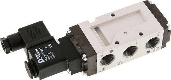 5/2-Wege Magnetventil, G 3/8", Federrückstellung, 230 V AC