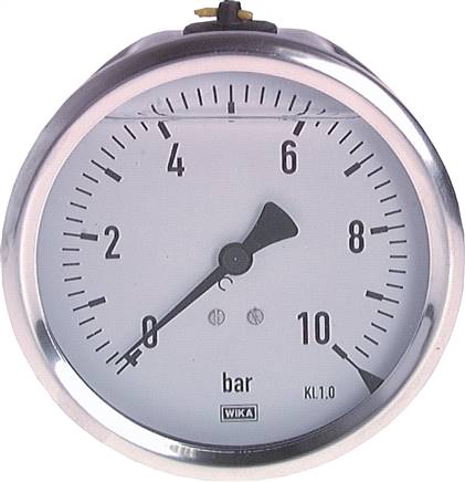 Chemie-Glycerin-Manometer waagerecht, 100mm, -1 bis 0bar