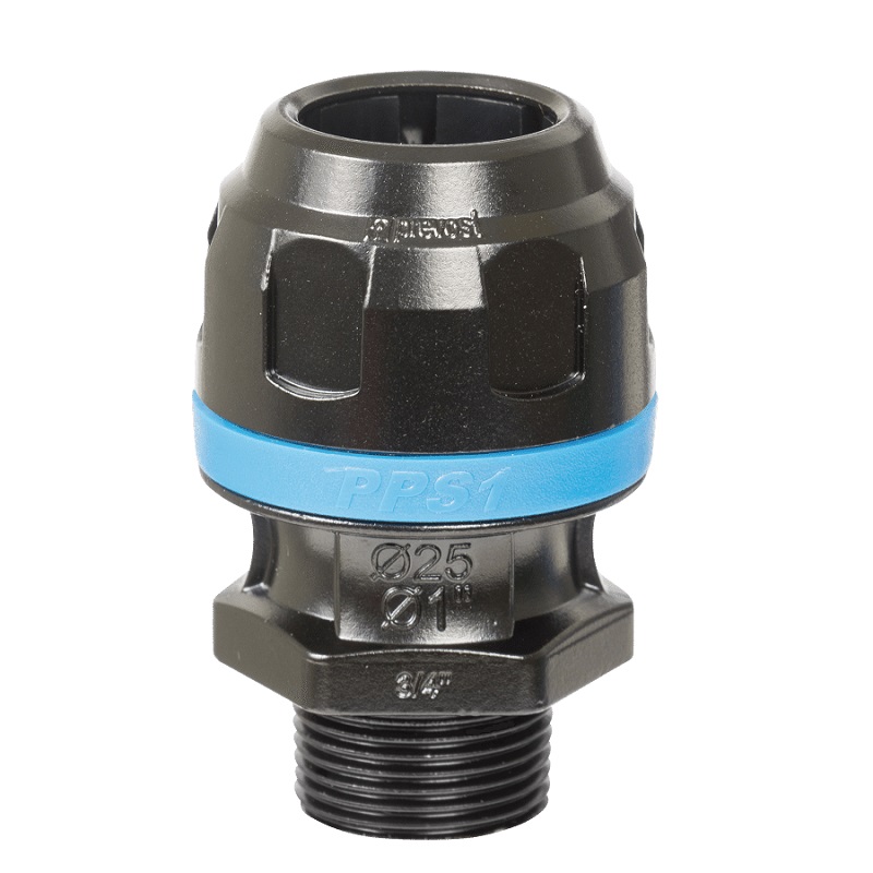 PREVOST-GERADE MUFFE MIT AUSSENGEWINDE für Rohr mit außen-Ø = 25 AG BSPT = R 3/4 AG NPT =