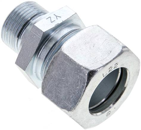 Gerade Schneidringverschr. M 22x1,5-22 L (M30x2), Stahl verzinkt, Dichtung FKM