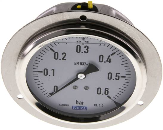Glycerin-Einbaumanometer,Frontring, 100mm, 0 - 0,6 bar