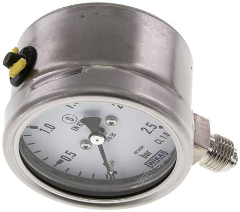 Sicherheits-Manometer senkrecht, 63mm, 0 - 2,5 bar