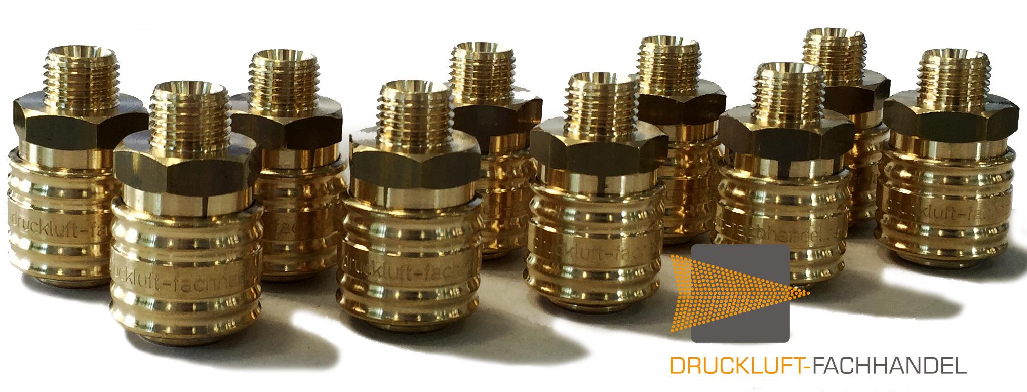 DF-Schnellkupplung NW 7,2 G 1/4 außen - 10 Stück - Messing blank