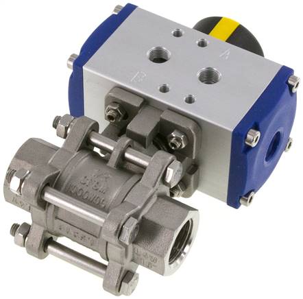 Pneumat. Edelstahl-Kugelhahn, G 1/2", doppeltwirkend