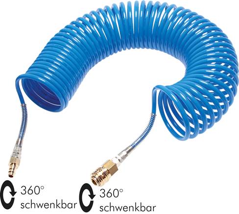 PA-Spiralschlauch 12 x 9mm mit Kupplung, 2,5mtr. Arbeitslänge, NW 7,2