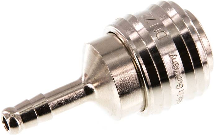 Schnellkupplung (NW7,2) 6 (1/4")mm Schlauch, Messing vernickelt, für Stecker beidseitig absperrend