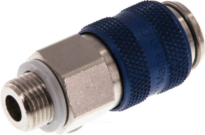 Schnellkupplung (NW5) G 1/8"(AG), Messing vernickelt, blau