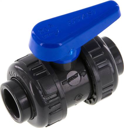 Klebemuffen-Kugelhahn, PVC-U / EPDM, 20mm (Wasserausf.)
