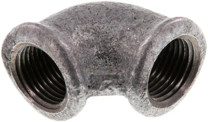 90°-Winkel Rp 1/2"-Rp 1/2", Temperguss verzinkt