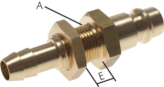 Schott-Kupplungsstecker (NW7,2) 6 (1/4")mm Schlauch, Messing, beidseitig absperrend