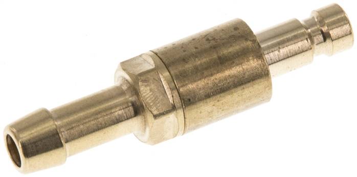 Kupplungsstecker (NW2,7) 5mm Schlauch, Messing, beidseitig absperrend