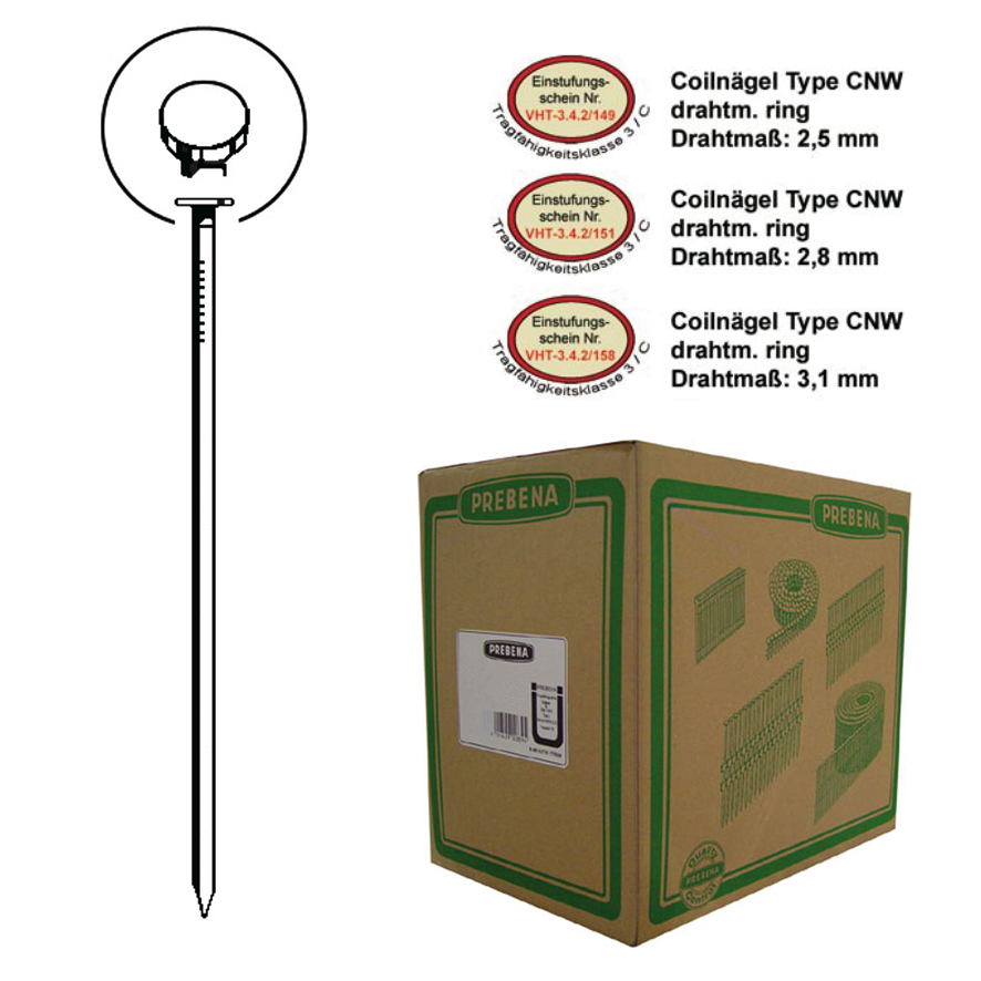Prebena Coilnägel CNW25/40BKRI Ringschaft