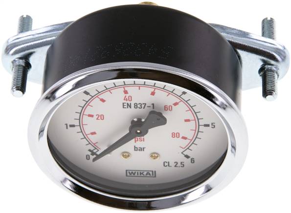 Einbaumanometer, 3-kant-Frontring, 63mm, 0 - 6 bar