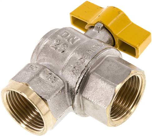 Messing-Winkelkugelhahn, DVGW, Rp 1", -0,9 bis 40bar