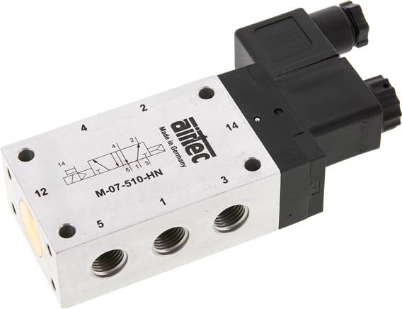 5/2-Wege Magnetventil, G 1/4", Luftfeder, 24 V=