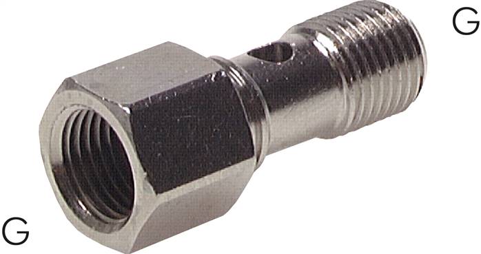Hohlschraube, 1-fach Innengew. G 1/4"-28,0mm, Messing vernickelt