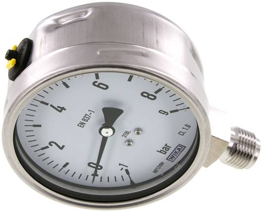 Chemie-Manometer senkrecht, 100mm, -1 bis 15 bar
