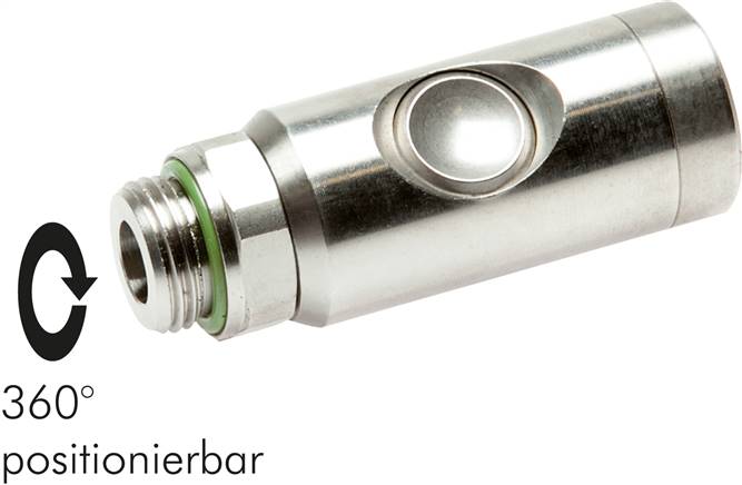 Sicherheits-Druckknopfkupplung (NW7,2), G 1/4" AG, Edelstahl