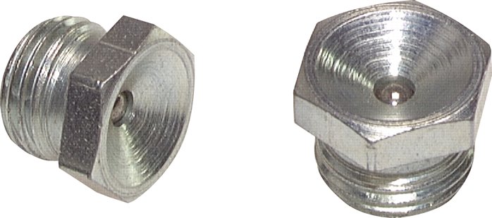 Gerader Trichterschmiernippel, M 10x1, Stahl verzinkt