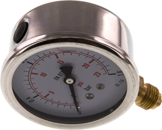 Glycerin-Manometer senkrecht (CrNi/Ms), 63mm, 0 - 1,6 bar -Eco-Line