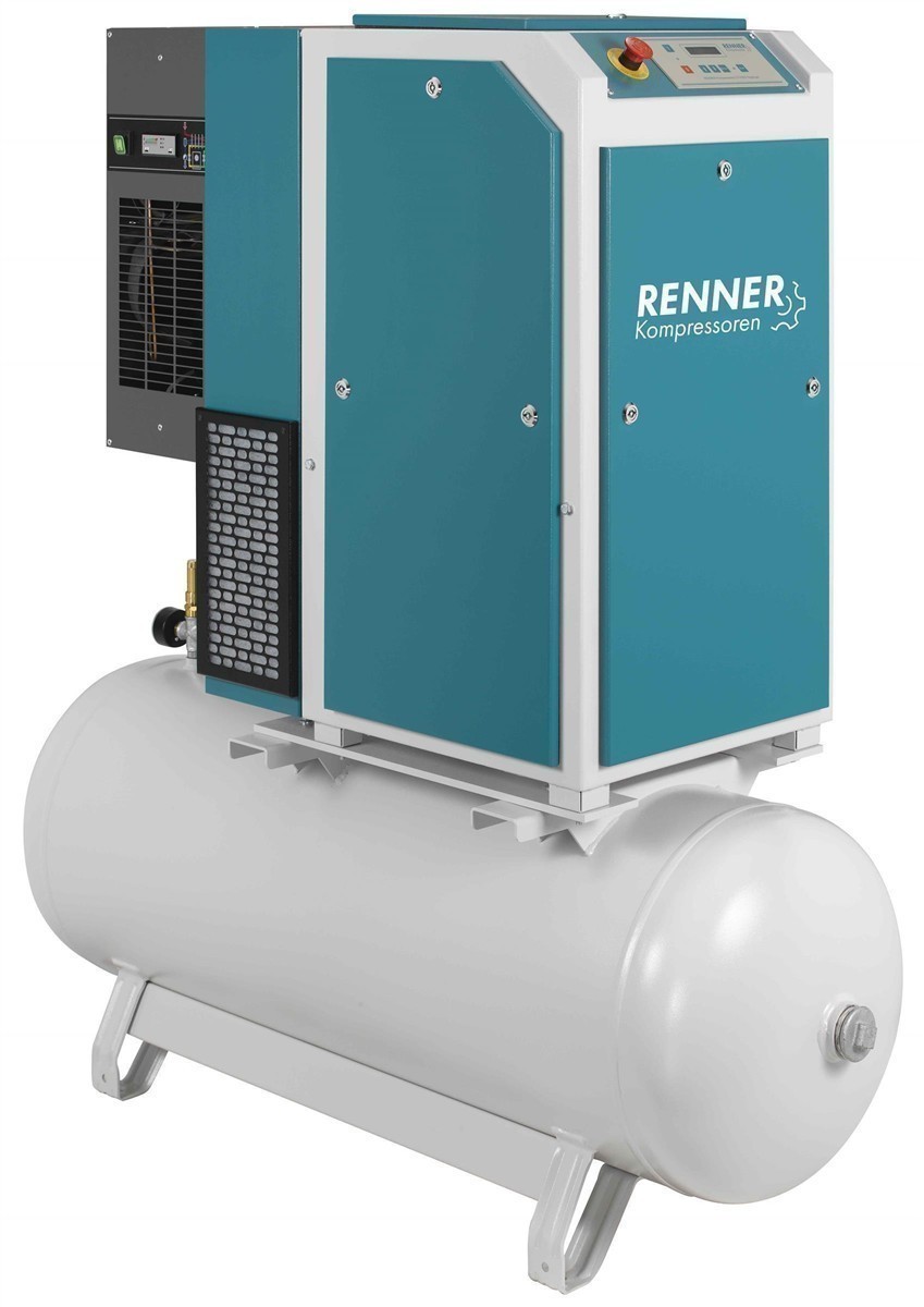 Compressore RENNER modello RSDK-PRO 18,5 su serbatoio da 250L con essiccatore di refrigerante Compressore a vite