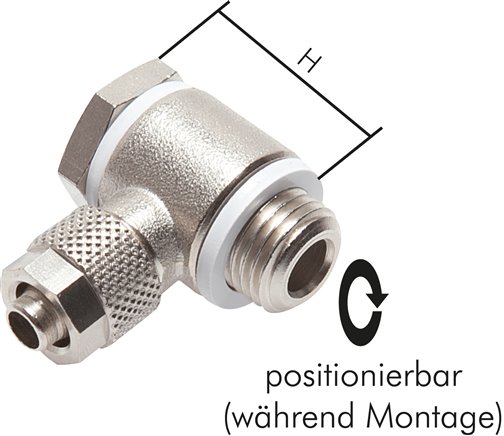 Winkel-Verschraubung G 1/4"-10x8mm, Messing vernickelt, Hohlschraube