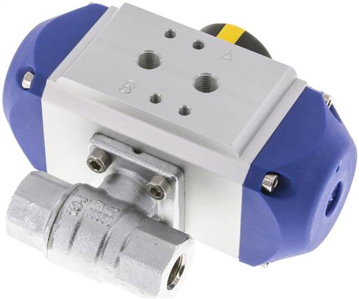 Pneumat. Messing-Kugelhahn, Rp 1/4", Feder-schließend