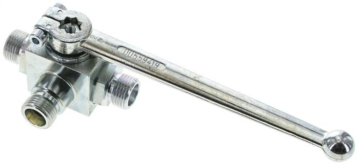 Hochdruck-3-Wege Kugelhahn, T-Bohrung, 10 S (M18x1,5), 0 bis 500bar