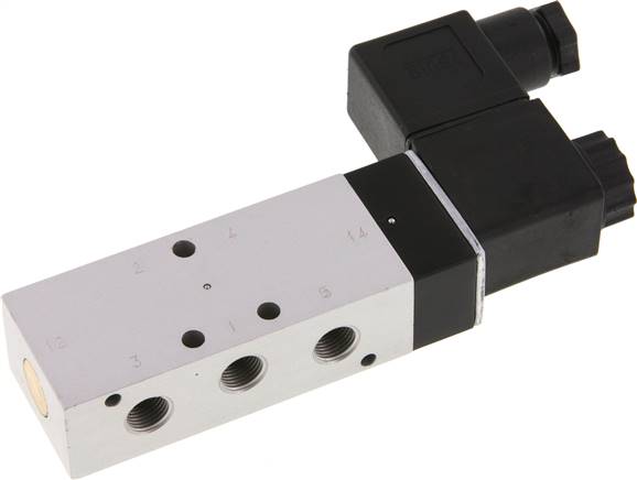 5/2-Wege Magnetventil, G 1/8", Feder, 230 V AC, NW 6