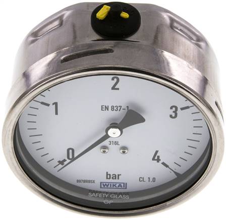 Chemie-Manometer waagerecht, 100mm, 0 - 4 bar