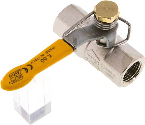 Messing-Kugelhahn, G 1/2", -0,98 bis 65bar, federschließend