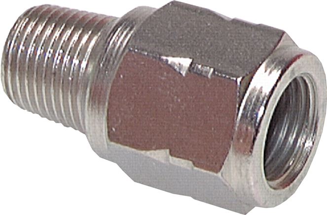 Mini-Rückschlagventil R/Rp 3/8" (AG/IG), Messing vernickelt, Dichtung FKM