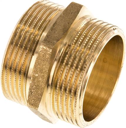Doppelnippel G 1-1/2"-G 1-1/2", Messing/Rotguss