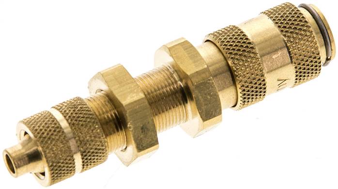 Schott-Schnellkupplung (NW2,7) 6x4mm Schlauch, Messing, für Stecker beidseitig absperrend