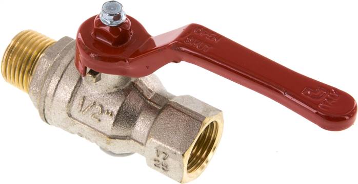 Messing-Kugelhahn, R 1/2" / Rp 1/2", -0,9 bis 50bar