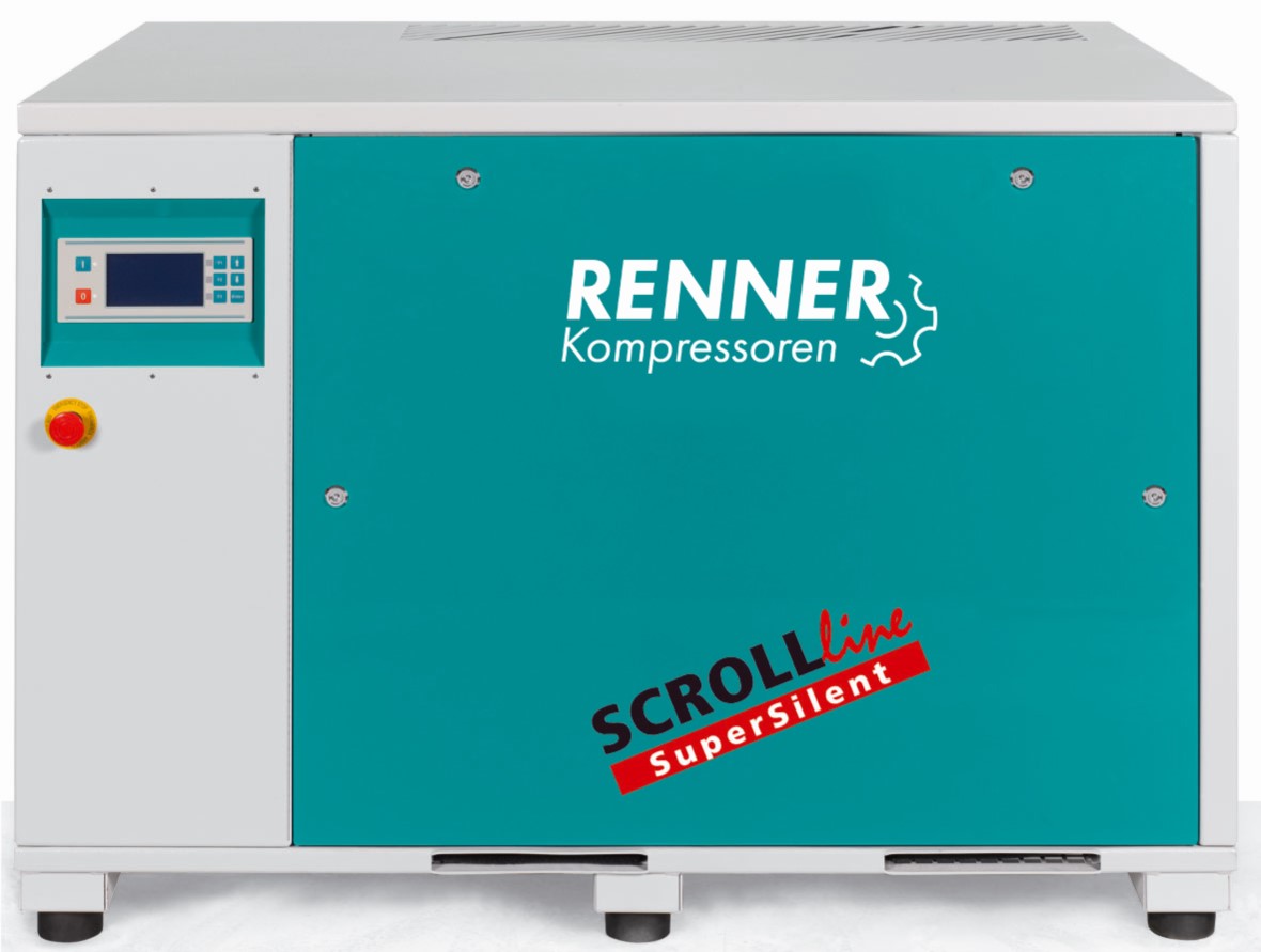 RENNER-Scrollkompressor SuperSilent SLKM-S 9,0 10 bar als Mehrfachanlage mit Kältetrockner-Ölfrei