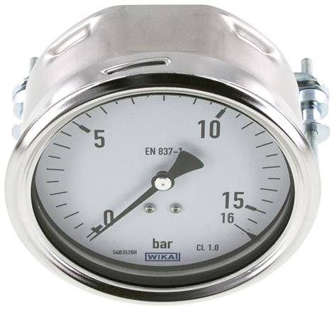 Einbaumanometer, 3-kant-Frontring, 100mm, 0 - 16 bar