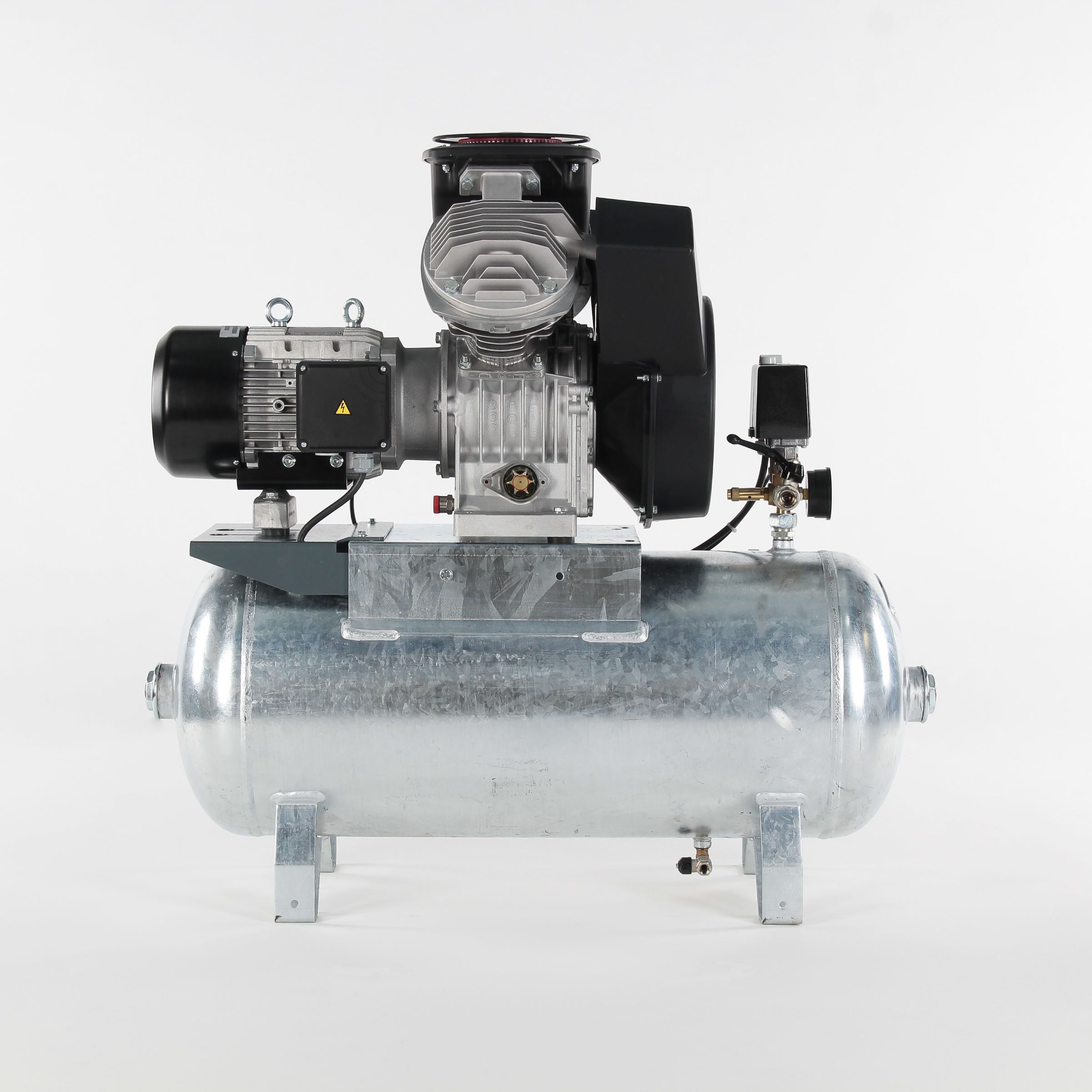 AGRE Industrie-Kolbenkompressor Typ ALG MEK-O-2 10 90 W 4116002218 auf verzinktem Behälter