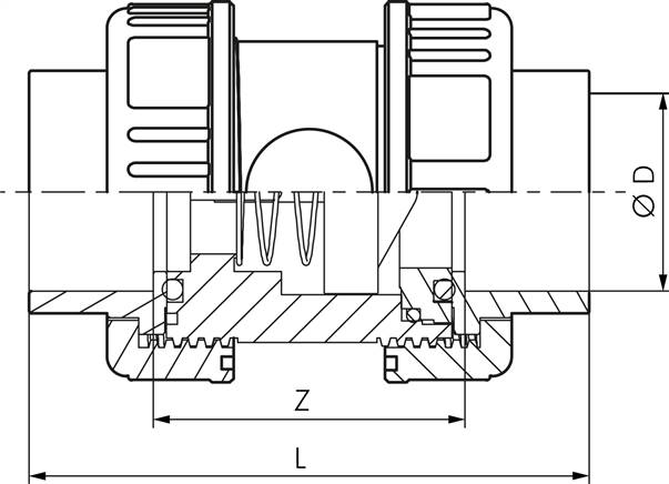 Rückschlagventil, PVC-U / FKM, Rp 3/8"