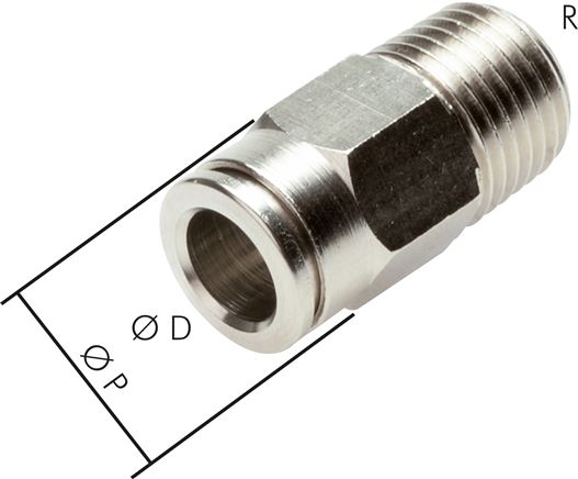 Gerader Steckanschluss R 1/2"-12mm, IQS-MSV (Hochtemperatur), Dichtung FKM