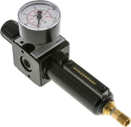 MULTIFIX Filterregler, G 1/4", 0,5 - 16bar, Baureihe 1, Metallbehälter, Kondensatablass automatisch