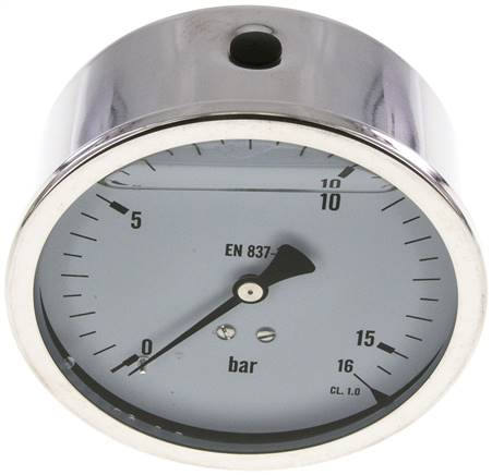 Glycerin-Manometer waagerecht (CrNi/Ms),100mm, 0 - 16bar -Eco-Line
