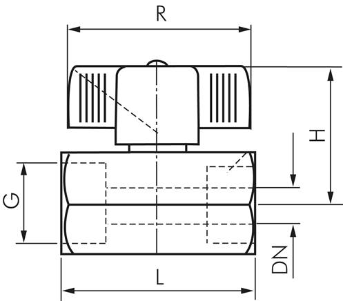 Messing-Minikugelhahn G 1/4" Innengewinde, PN 15, Flügelgriff