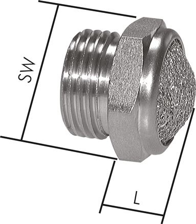 Schalldämpfer G 3/8", Drahtgewebe, Messing vernickelt