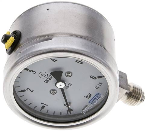Gly.-Sicherheits-Manometer senkrecht,63mm, 0 - 6 bar