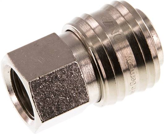 Schnellkupplung (NW7,2) G 3/8"(IG), Messing vernickelt, für Stecker beidseitig absperrend